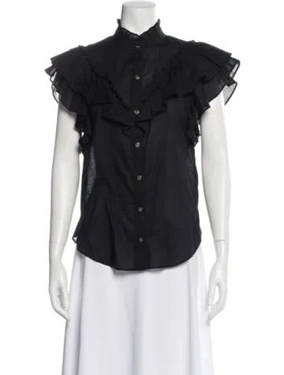 Pre-owned Veronica Beard Short Sleeve Blouse In Gray