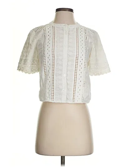 Pre-owned Veronica Beard Short Sleeve Blouse In Ivory