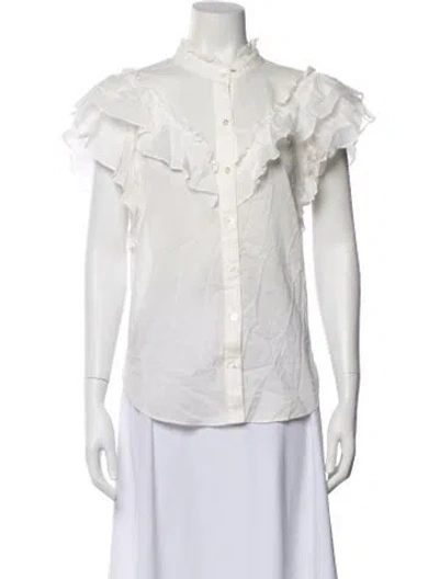 Pre-owned Veronica Beard Short Sleeve Blouse In White