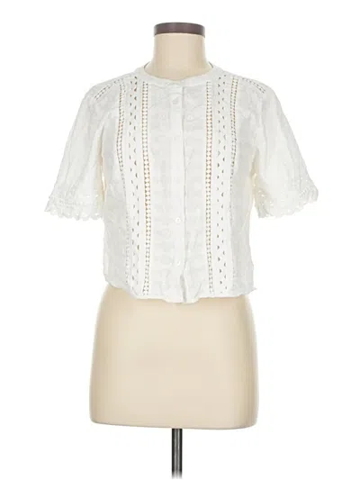 Pre-owned Veronica Beard Short Sleeve Blouse In White