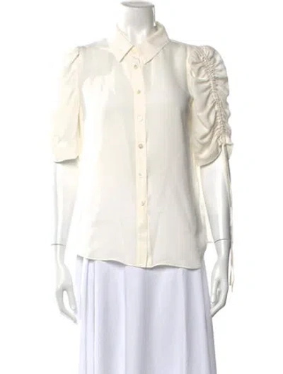 Pre-owned Veronica Beard Short Sleeve Blouse In White