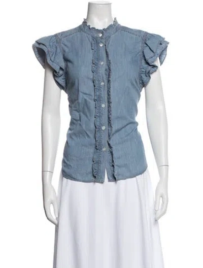 Pre-owned Veronica Beard Short Sleeve Blouse In White