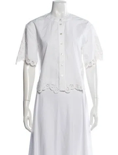 Pre-owned Veronica Beard Short Sleeve Blouse In White