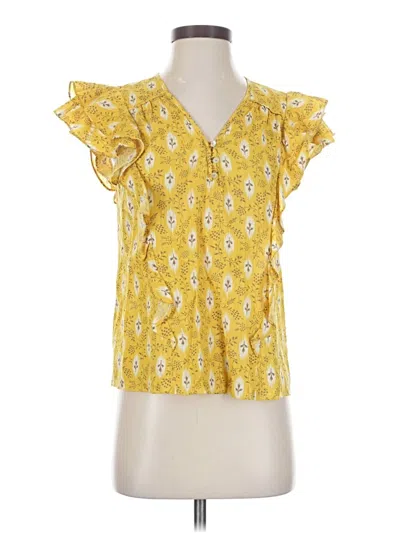 Pre-owned Veronica Beard Short Sleeve Blouse In Yellow