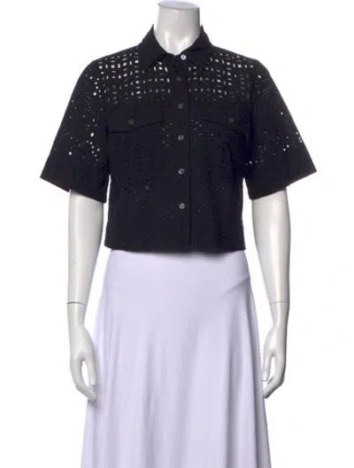 Pre-owned Veronica Beard Short Sleeve Button-up Top In Blue