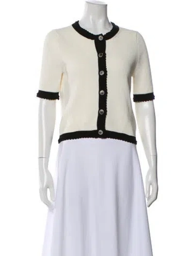 Pre-owned Veronica Beard Short Sleeve Button-up Top In Neutral