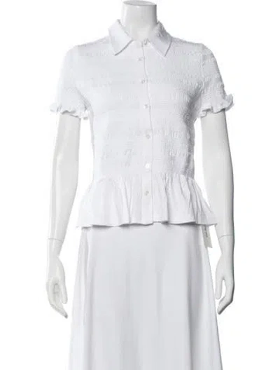 Pre-owned Veronica Beard Short Sleeve Button-up Top W/ Tags In Neutral