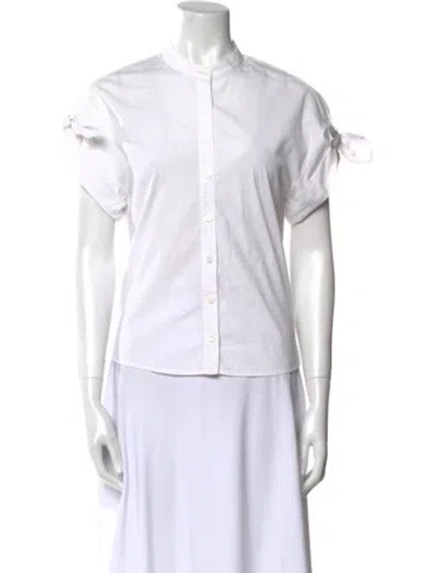 Pre-owned Veronica Beard Short Sleeve Button-up Top In White