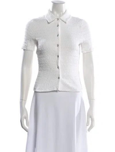 Pre-owned Veronica Beard Short Sleeve Button-up Top In White