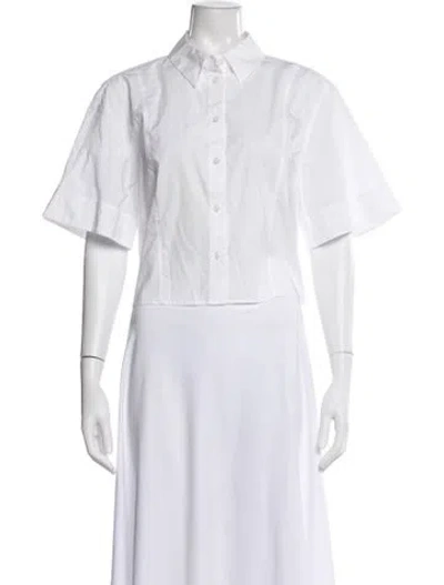Pre-owned Veronica Beard Short Sleeve Button-up Top In White