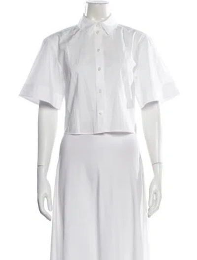 Pre-owned Veronica Beard Short Sleeve Button-up Top In White