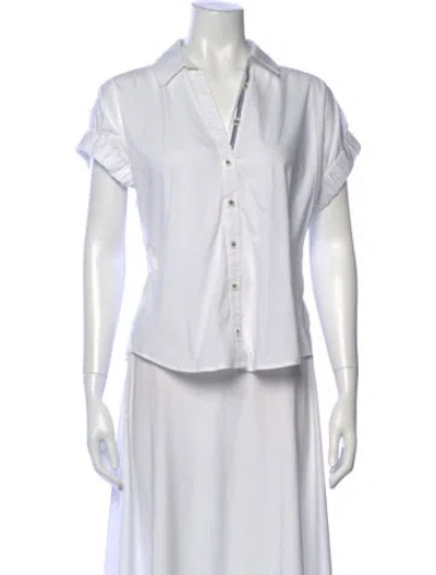 Pre-owned Veronica Beard Short Sleeve Button-up Top In White