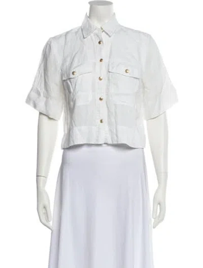 Pre-owned Veronica Beard Short Sleeve Crop Top In White