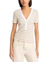 Veronica Beard Dekalb Stripe Stretch Cotton Henley Top