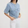 Veronica Beard Elias Short-sleeve Denim Jacket In Blue