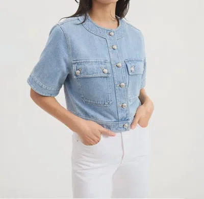 Veronica Beard Elias Short-sleeve Denim Jacket In Silverwood Blue