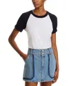 Veronica Beard Short Sleeve Mason Baseball Tee In Black