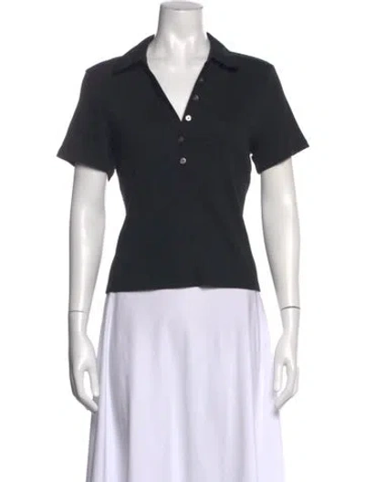Pre-owned Veronica Beard Short Sleeve Polo In Black