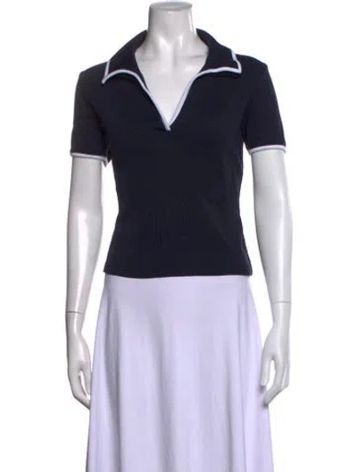 Pre-owned Veronica Beard Short Sleeve Polo In Black