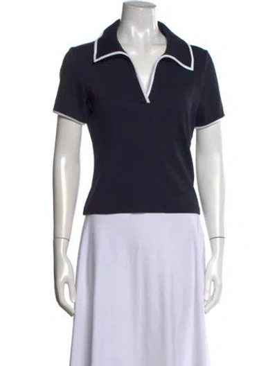 Pre-owned Veronica Beard Short Sleeve Polo In Black