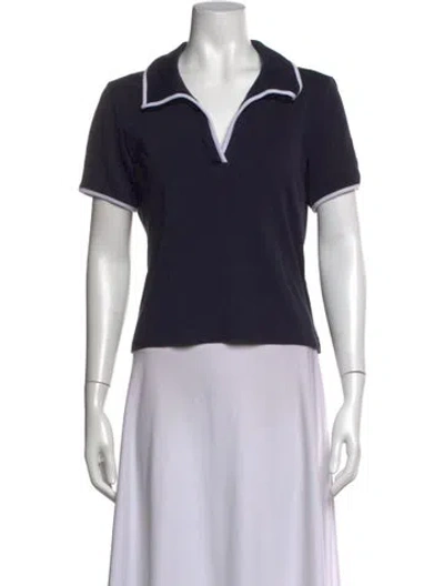 Pre-owned Veronica Beard Short Sleeve Polo In Black