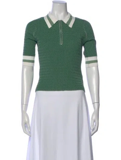 Pre-owned Veronica Beard Short Sleeve Polo In Green