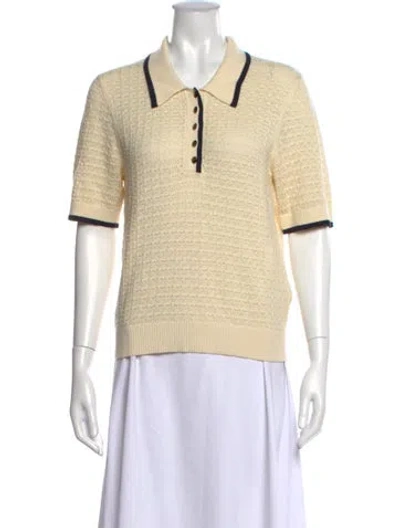 Pre-owned Veronica Beard Short Sleeve Polo In Neutrals