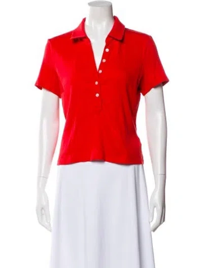 Pre-owned Veronica Beard Short Sleeve Polo In Red