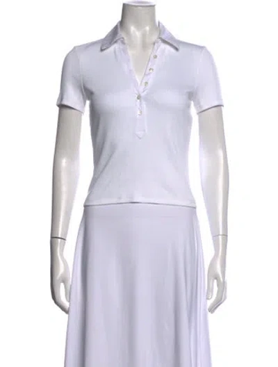 Pre-owned Veronica Beard Short Sleeve Polo In White
