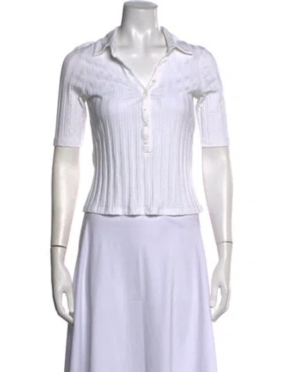 Pre-owned Veronica Beard Short Sleeve Polo In White