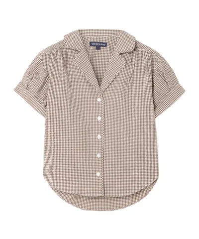 Veronica Beard Ilene Gingham Cotton-blend Blouse In Brown