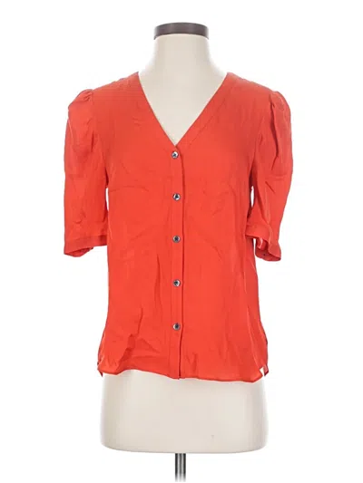 Pre-owned Veronica Beard Short Sleeve Silk Top Orange Sweetheart Neckline Tops