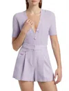 Veronica Beard Short Sleeve Solene Cashmere Cardigan In Soft Lilac In Purple