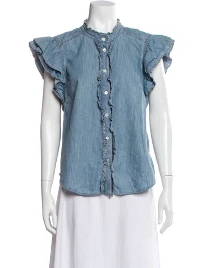 Pre-owned Veronica Beard Short Sleeve Top In Blue