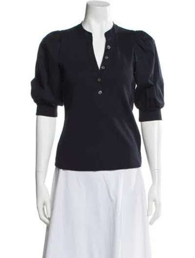 Pre-owned Veronica Beard Short Sleeve Top In Blue