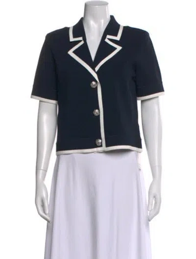 Pre-owned Veronica Beard Short Sleeve Top In Blue