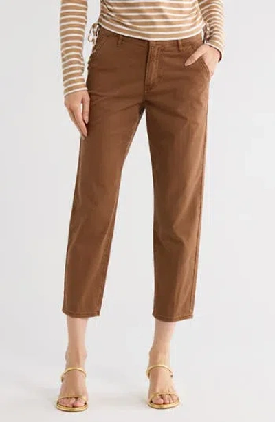 Veronica Beard Sia Mid Rise Twill Chino Pants In Brown