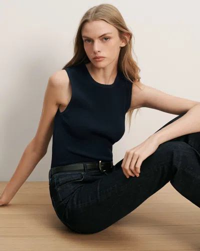 Veronica Beard Sid Crewneck Knit Tank Top In Blue