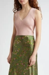 Veronica Beard Sid Sleeveless Ribbed Tank Top In Pink Clay