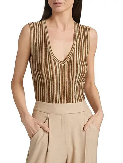 Veronica Beard Sid Knit Tank Top In Gold/ Bronze In Brown
