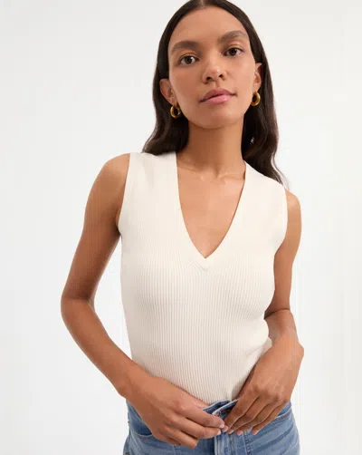Veronica Beard Sid Knit Tank Top In White
