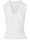 Veronica Beard Sid Ribbed-knit Top In White