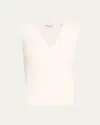 Veronica Beard Sid Ribbed Sleeveless Sweater In Off-white