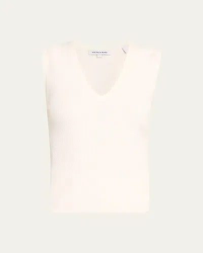 Veronica Beard Sid Ribbed Sleeveless Sweater In Off-white