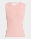 Veronica Beard Sid Sleeveless Ribbed Tank Top In Pink Clay