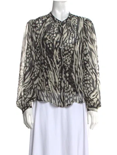 Pre-owned Veronica Beard Silk Animal Print Blouse In Black