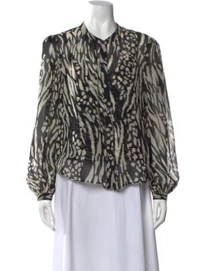 Pre-owned Veronica Beard Silk Animal Print Blouse In Black