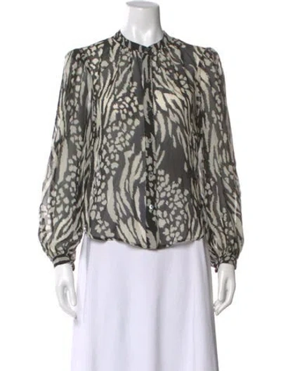 Pre-owned Veronica Beard Silk Animal Print Blouse In Black