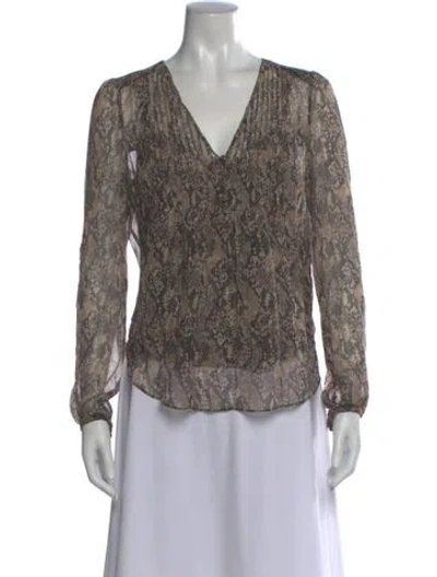 Pre-owned Veronica Beard Silk Animal Print Blouse In Black