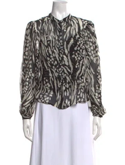 Pre-owned Veronica Beard Silk Animal Print Blouse In Black